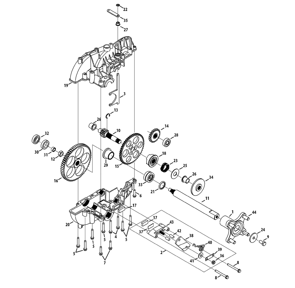 Transmission Diagram and Parts List for RZT-S42ZERO (17AVCEDS710-17WVCEDS710)(2013) Cub Cadet Lawn Tractor